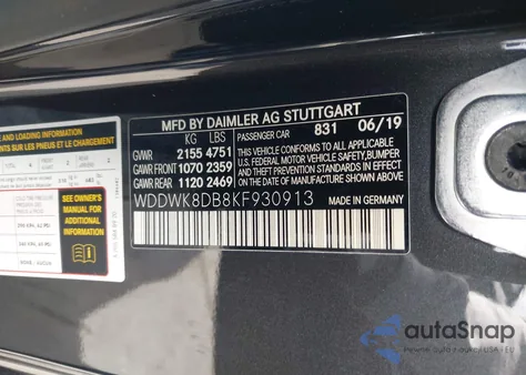 2019 Mercedes-Benz C 300 from USA, damaged, VIN WDDWK8DB8KF930913